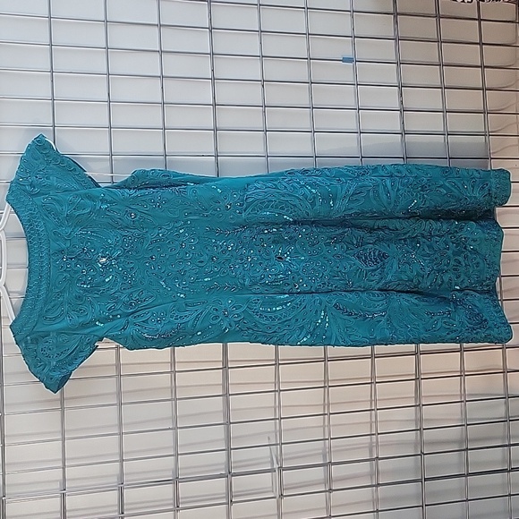 Sue Wong Nocturne Women's Dress Sequins and Beans Size 2 Teal Green 💚 - Picture 5 of 9